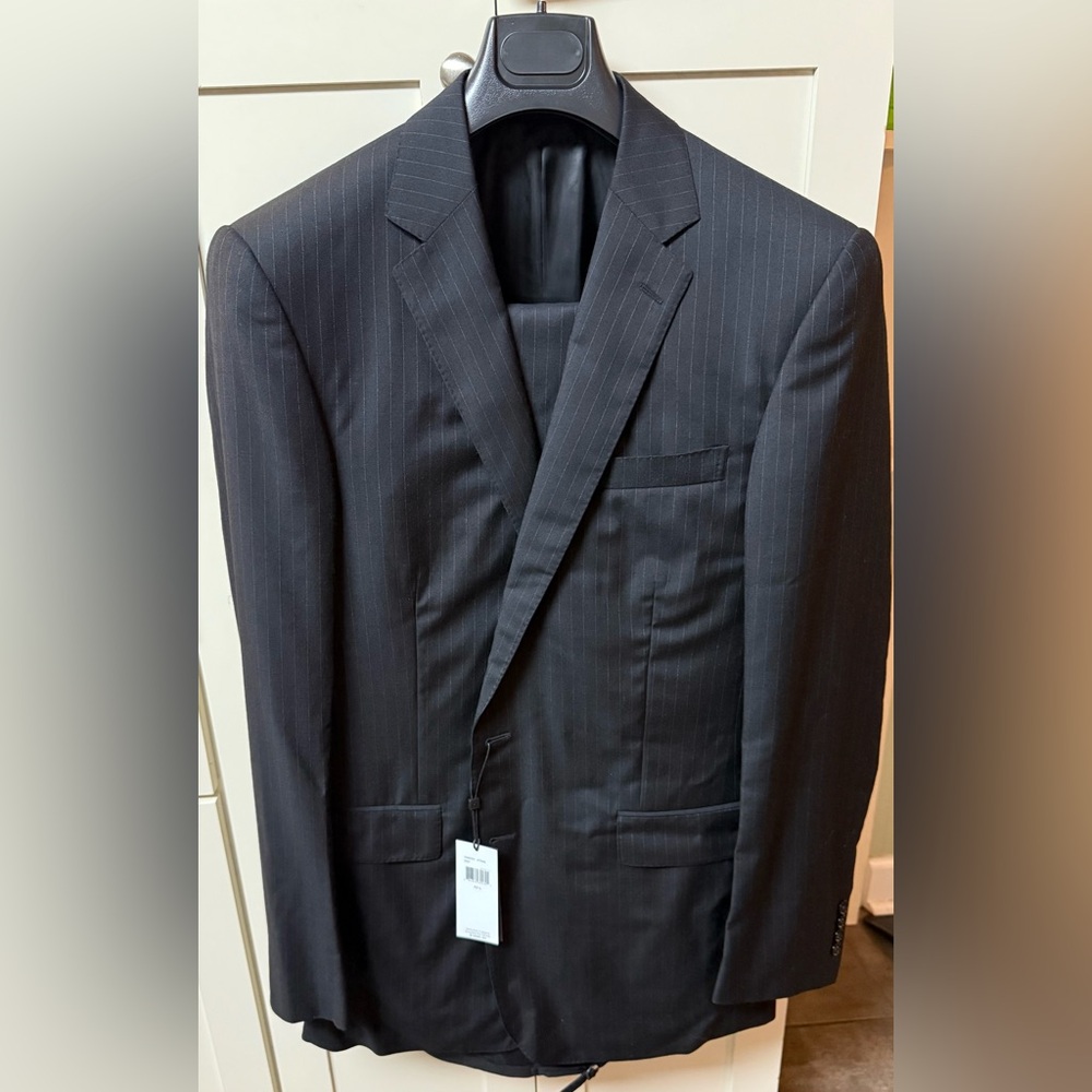 Ralph Lauren Black Pinstripe Men's Suit. Made in Italy.